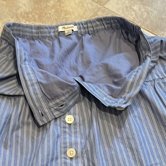 Madewell Bistro Stripe Mini Cotton Placket Button Front Mini Skirt Small blue - Picture 5 of 8